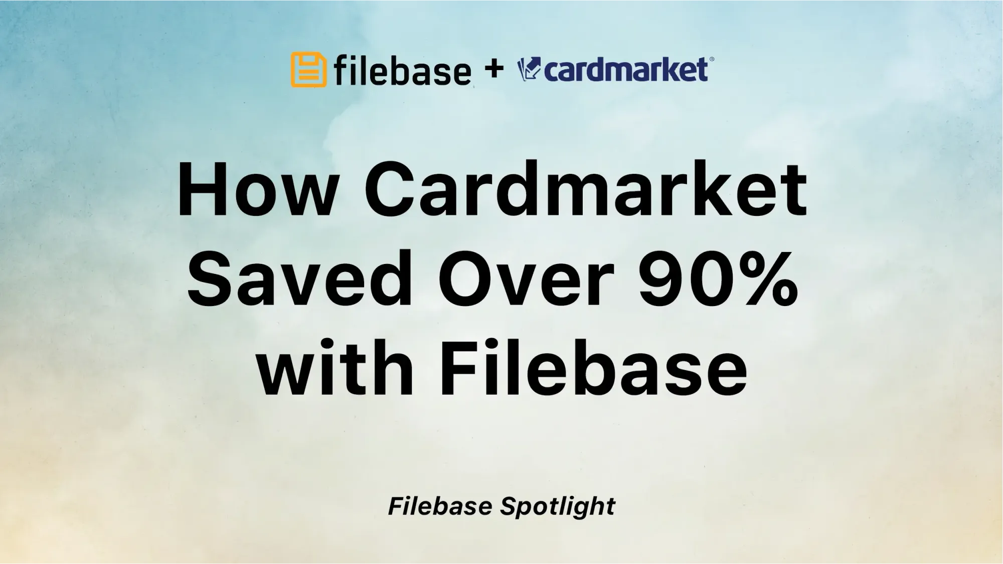 How Cardmarket Saved Over 90% with Filebase, Filebase and Cardmarket logos on a gradient background.