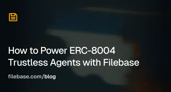Illustration representing trustless AI agents using ERC-8004, with Filebase.