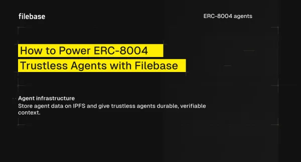 Illustration representing trustless AI agents using ERC-8004, with Filebase.
