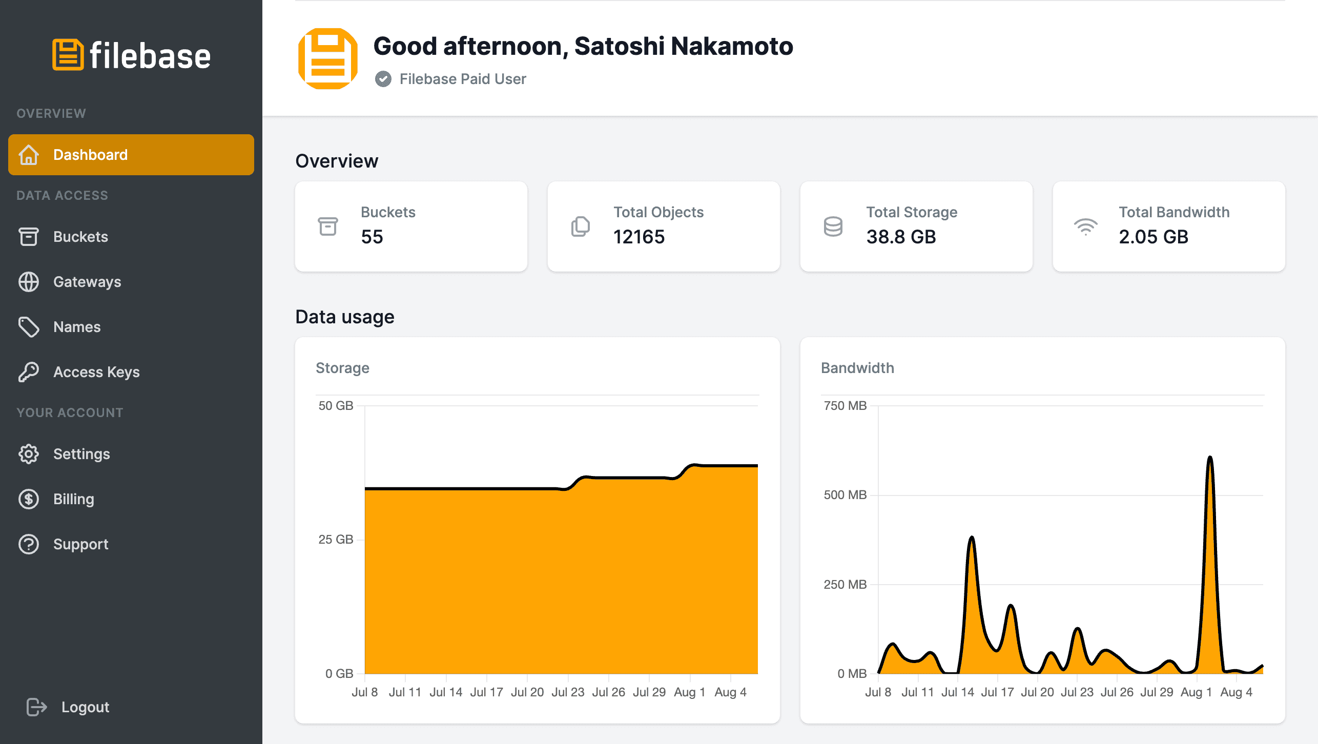 Filebase Dashboard